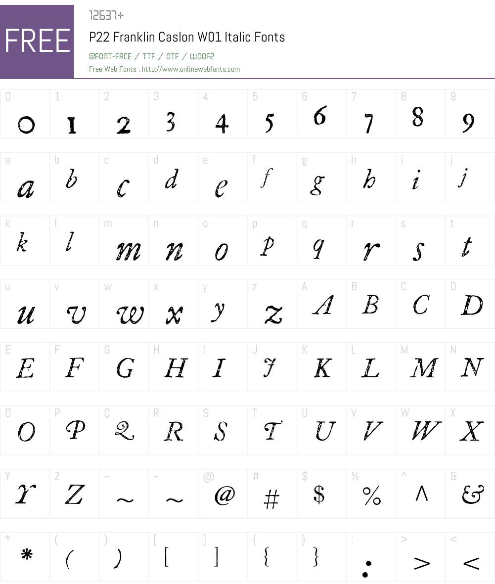 P22FranklinCaslonW01-Italic Font Screenshots