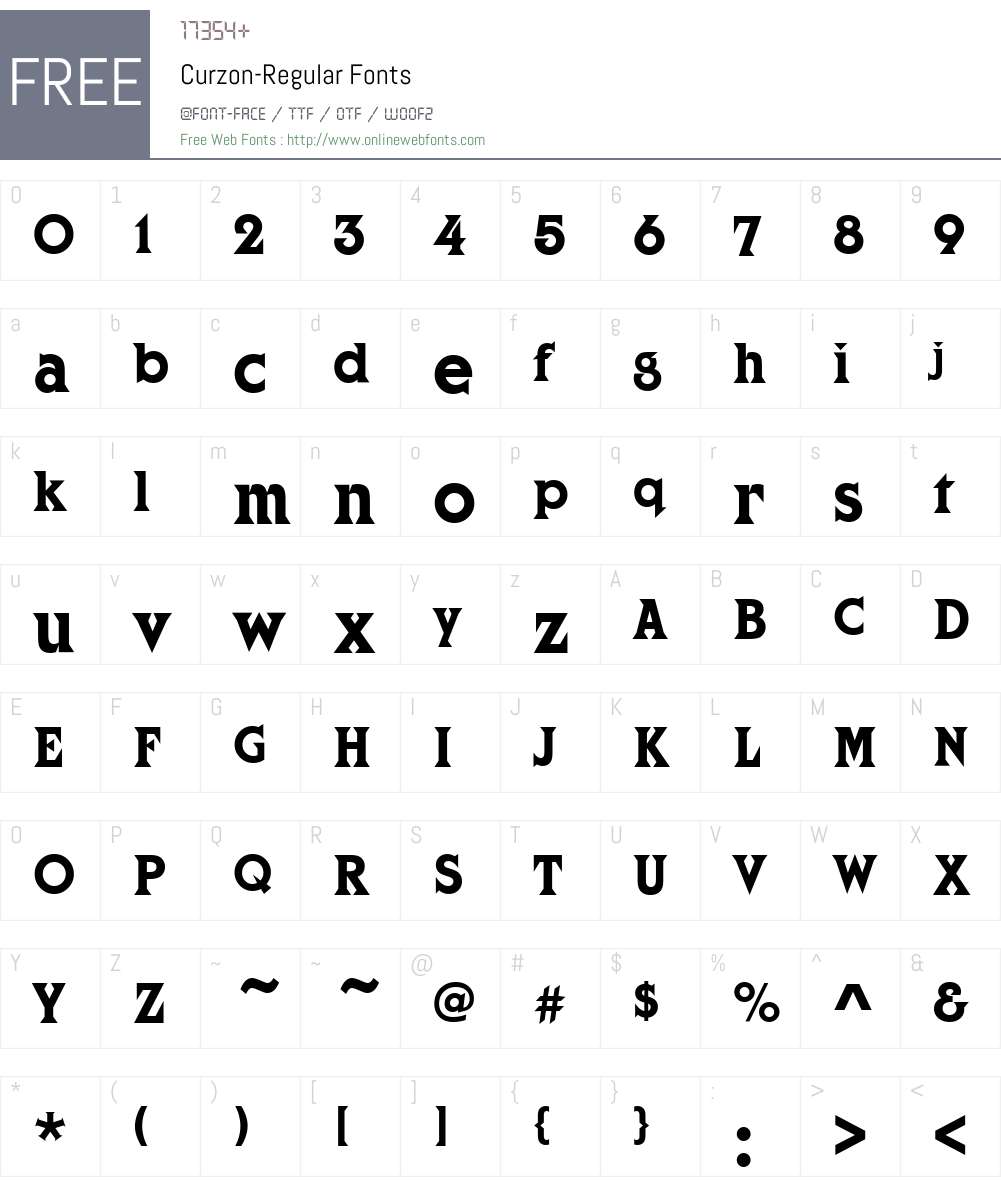 Curzon Font Screenshots