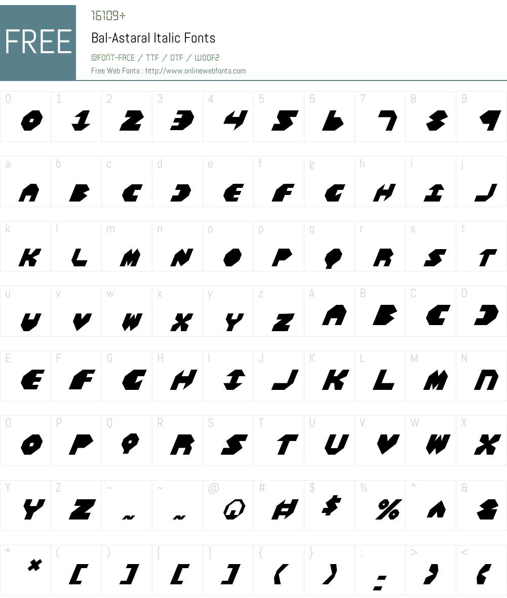 Bal-Astaral Italic Font Screenshots