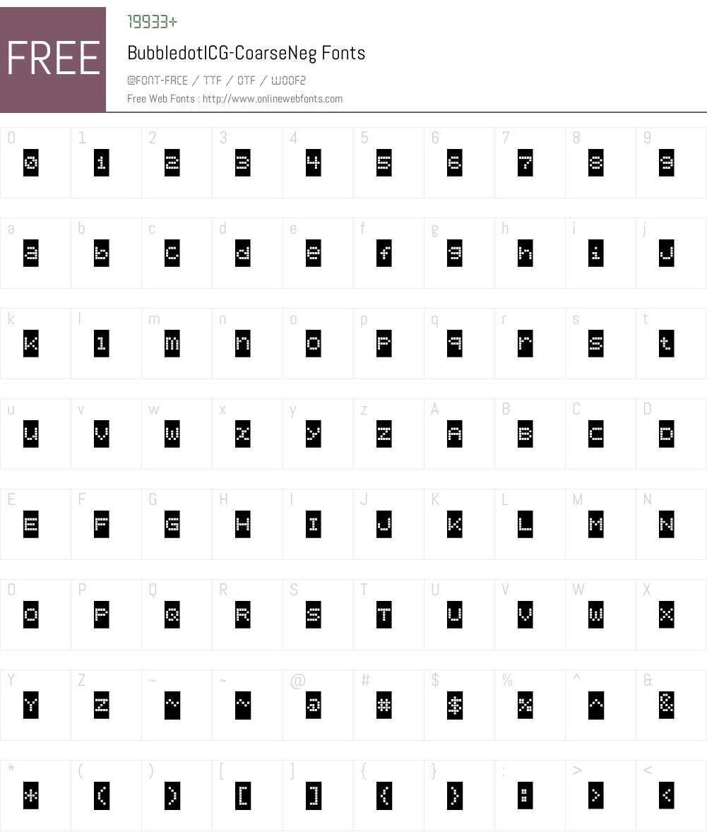BubbledotICG Font Screenshots