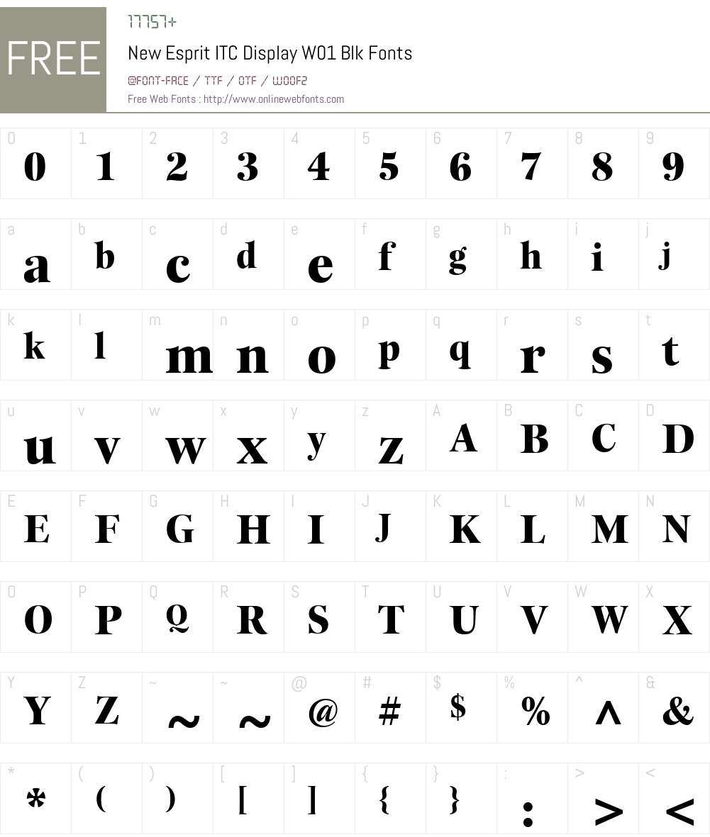NewEspritITCDisplayW01-Blk Font Screenshots