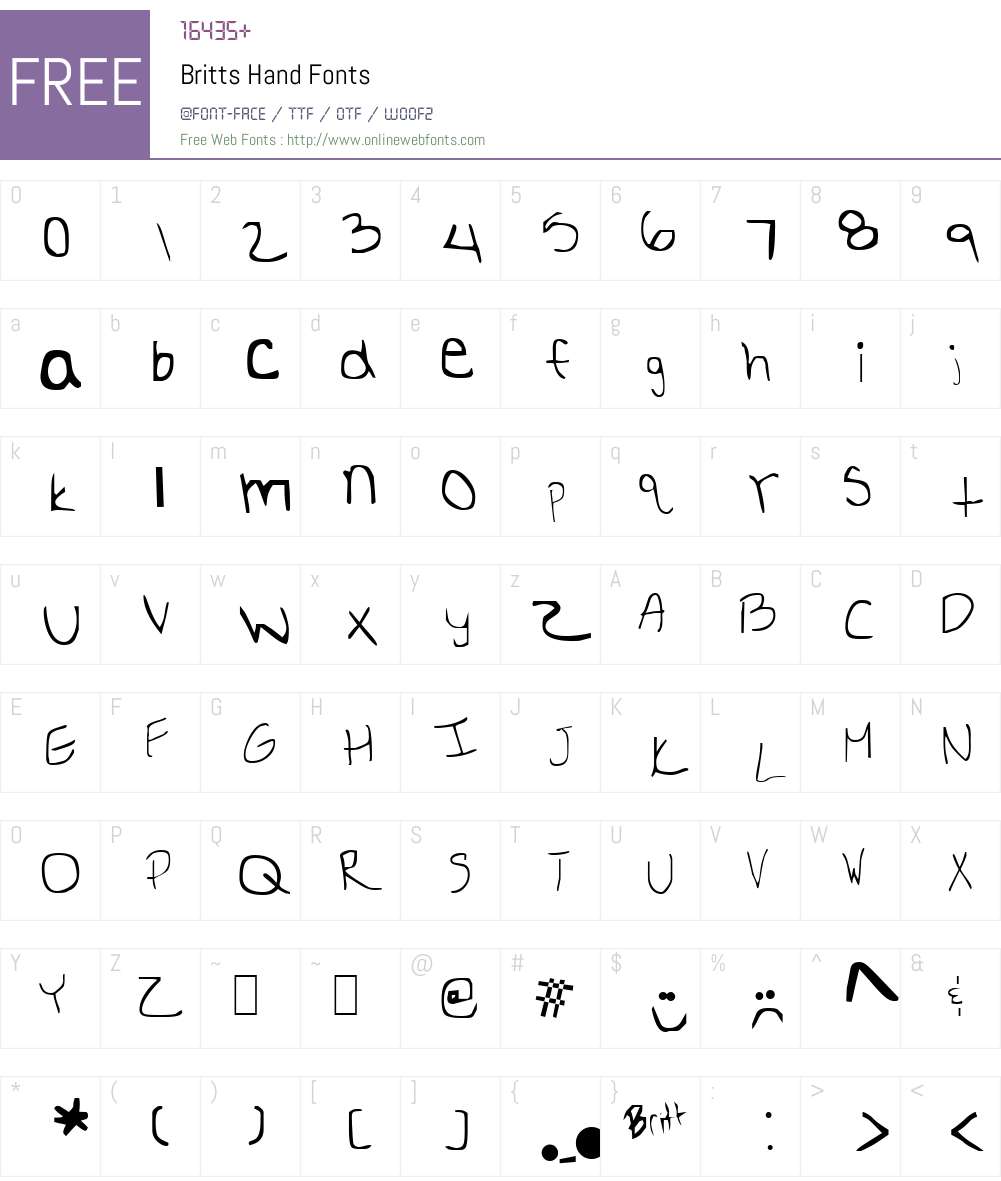 Britts Hand Font Screenshots