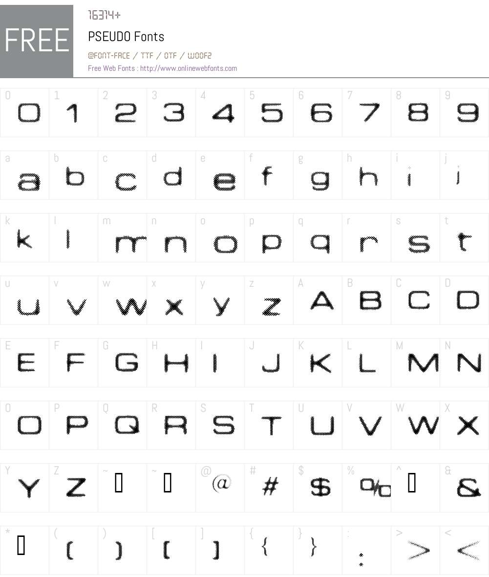 PSEUDO Font Screenshots
