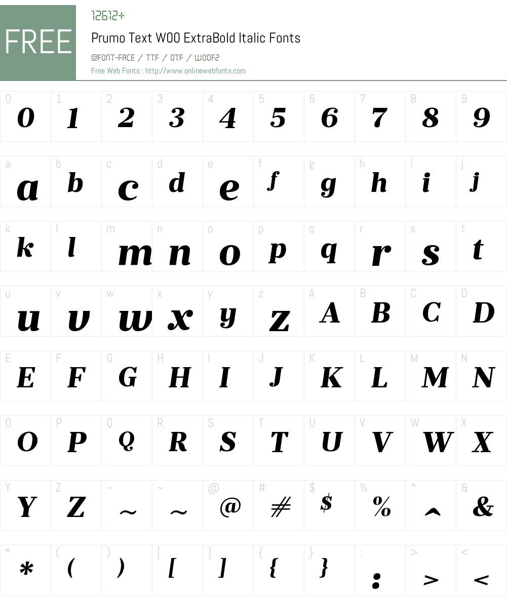PrumoTextW00-ExtraBoldIt Font Screenshots