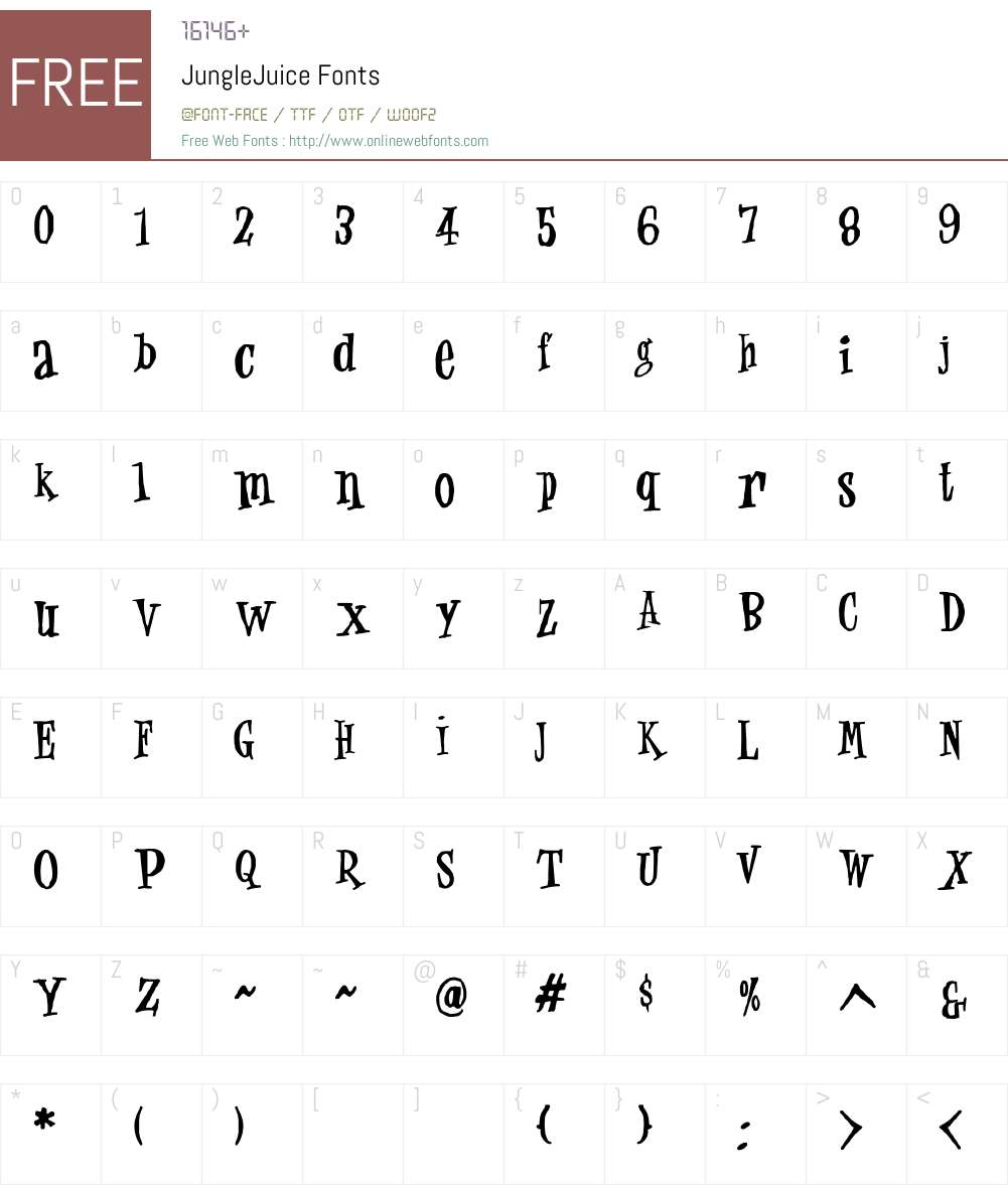 JungleJuice Font Screenshots