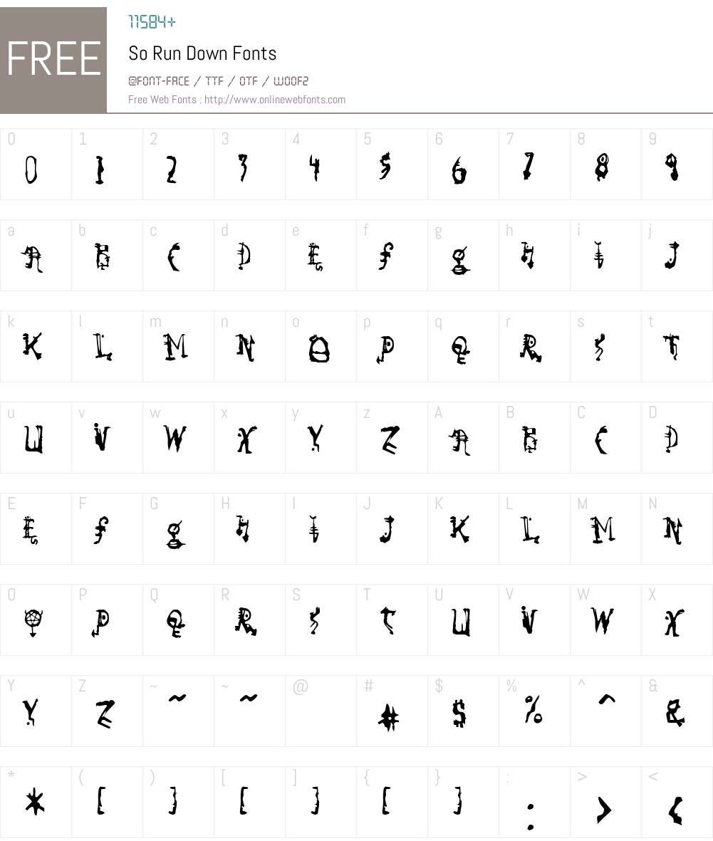 So Run Down Font Screenshots