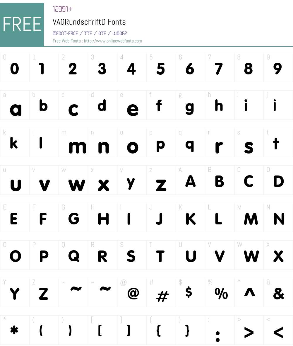 VAGRundschriftD Font Screenshots