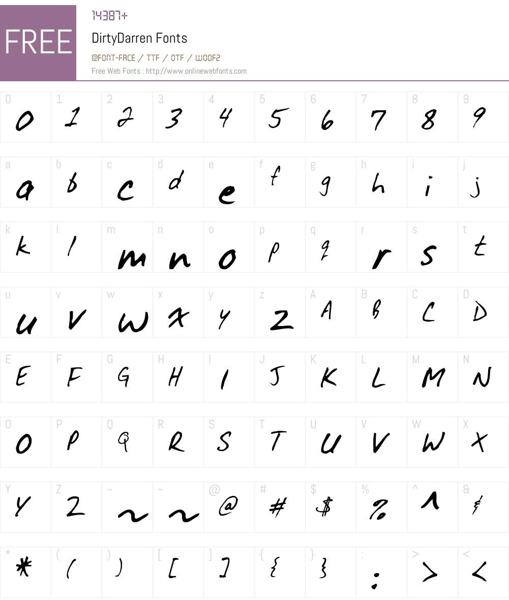 DirtyDarren Font Screenshots