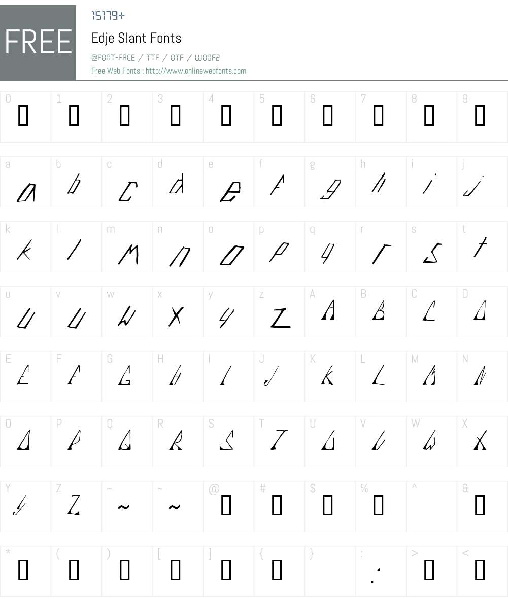 Edje Slant Font Screenshots