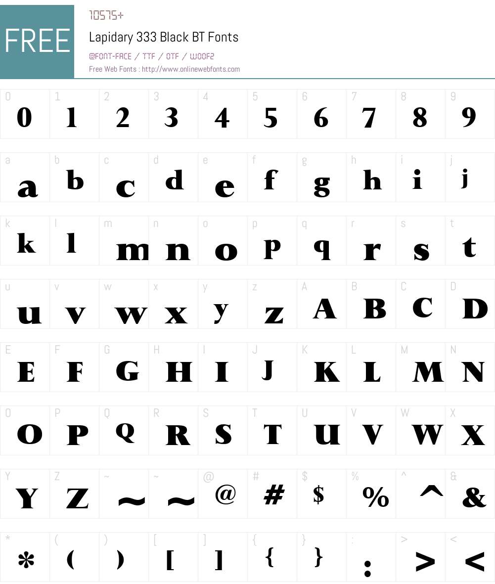 Lapidary333 Blk BT Font Screenshots