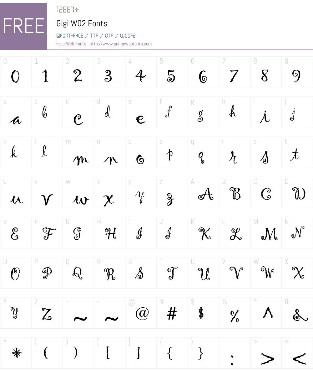 Gigi Font Screenshots