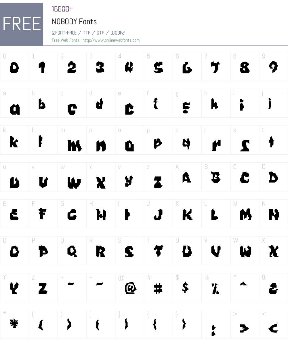 NOBODY Font Screenshots