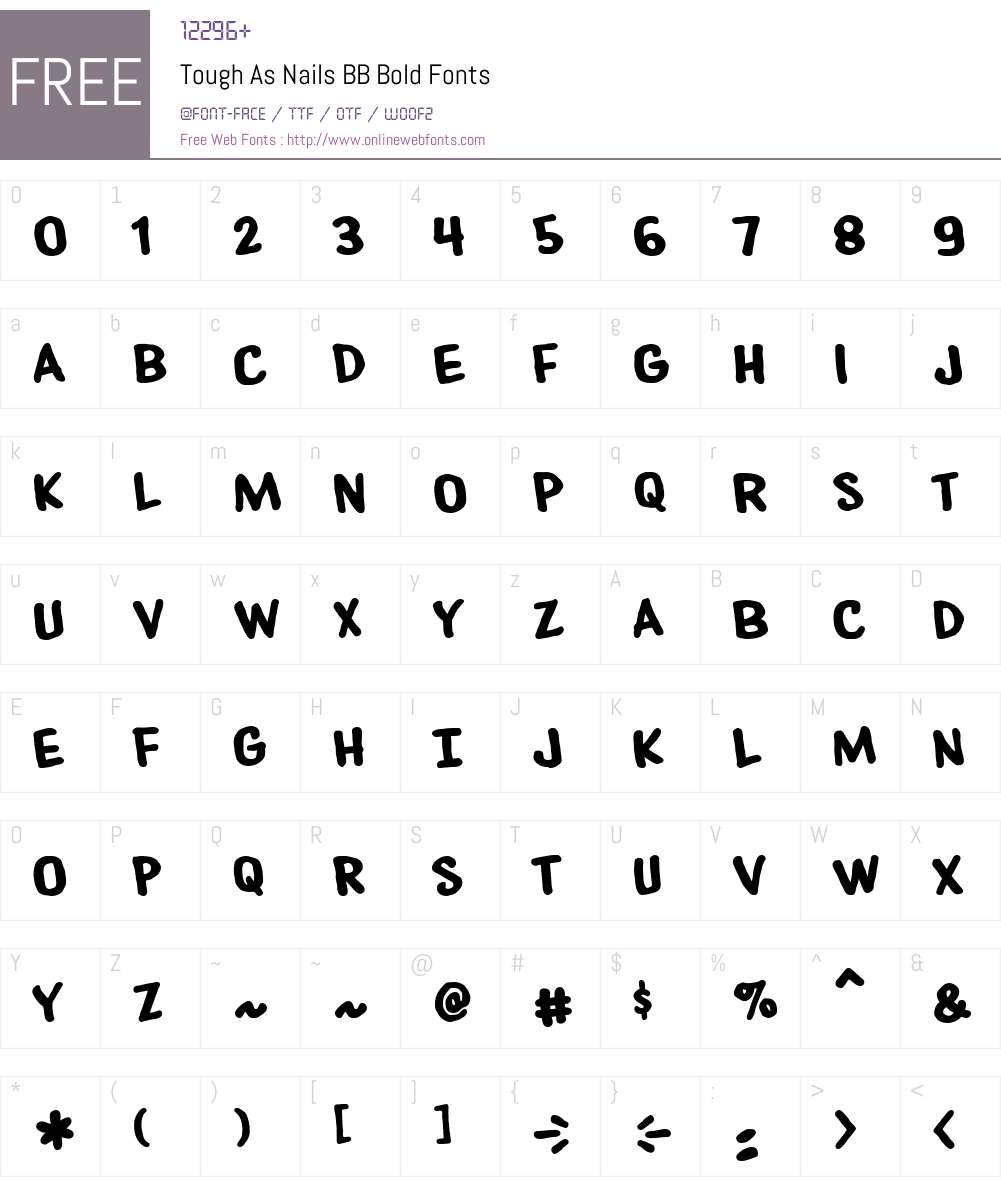 ToughAsNailsBB-Bold Font Screenshots