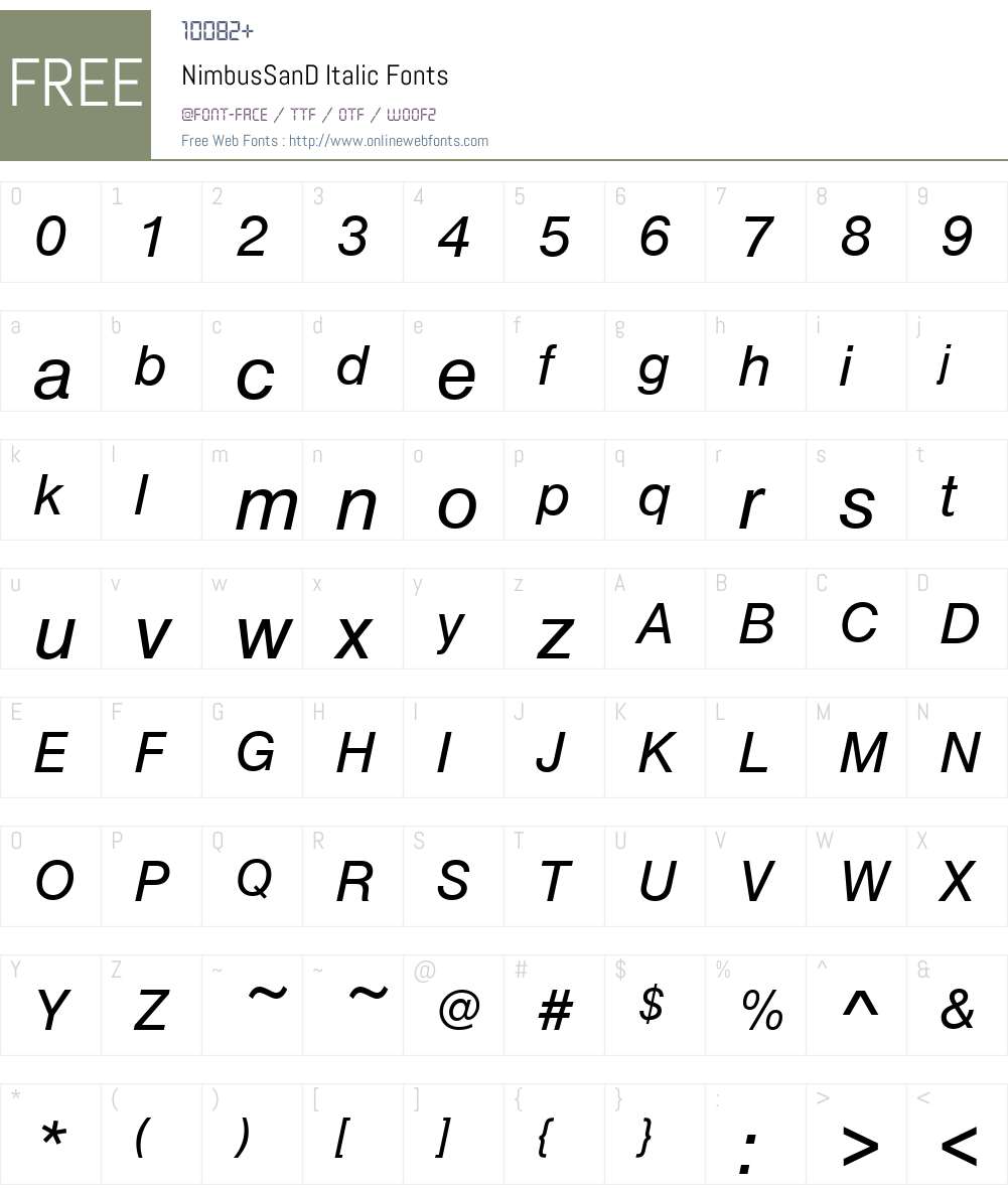 NimbusSanD Font Screenshots