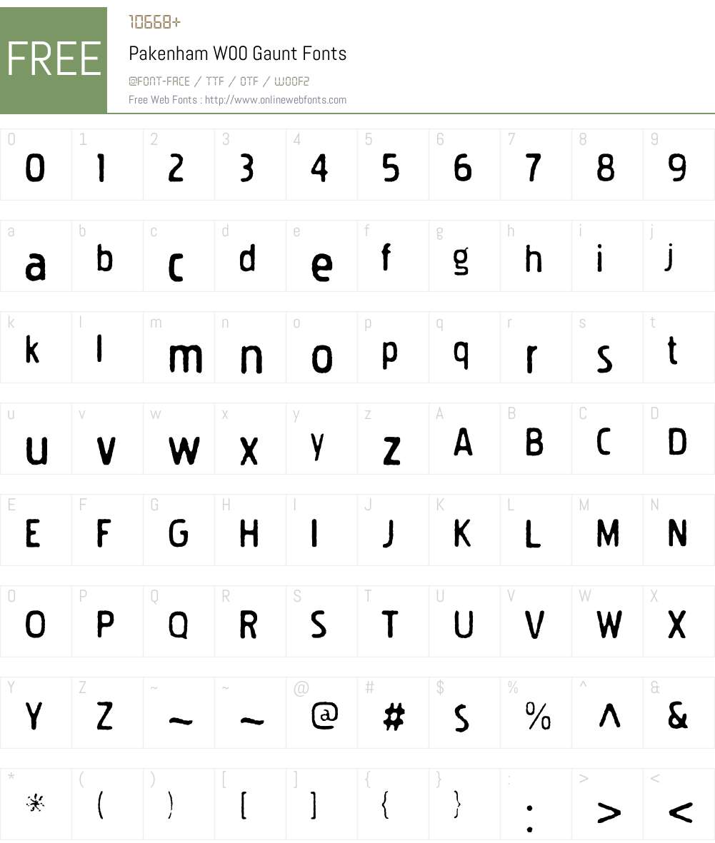 PakenhamW00-Gaunt Font Screenshots