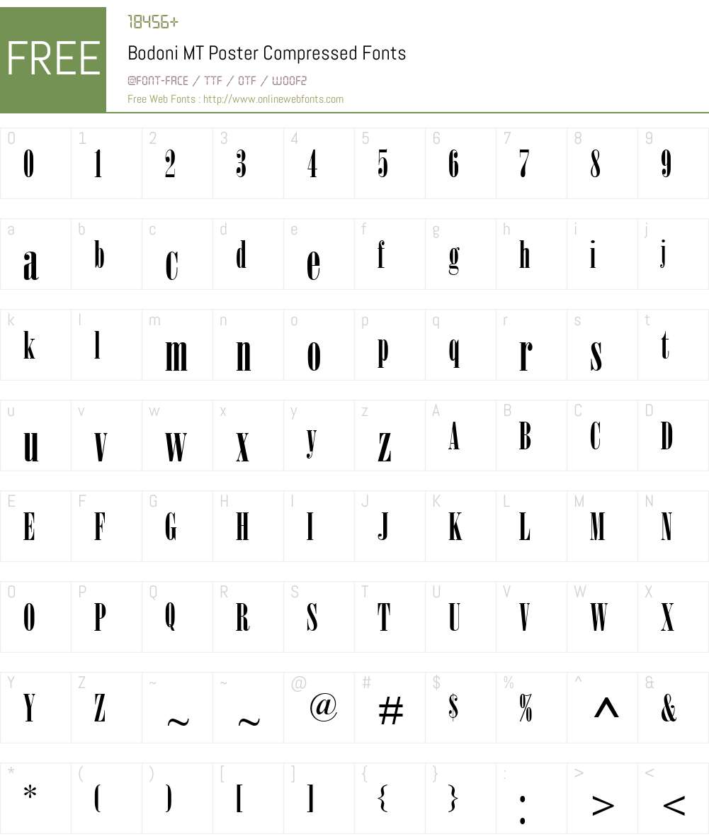 Bodoni MT Poster Compressed Font Screenshots