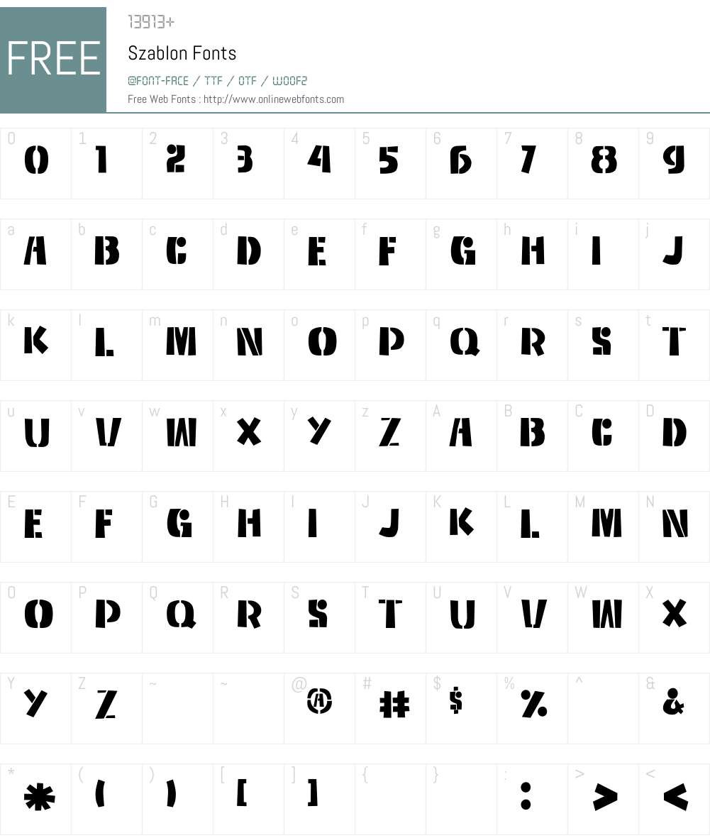 Szablon Font Screenshots
