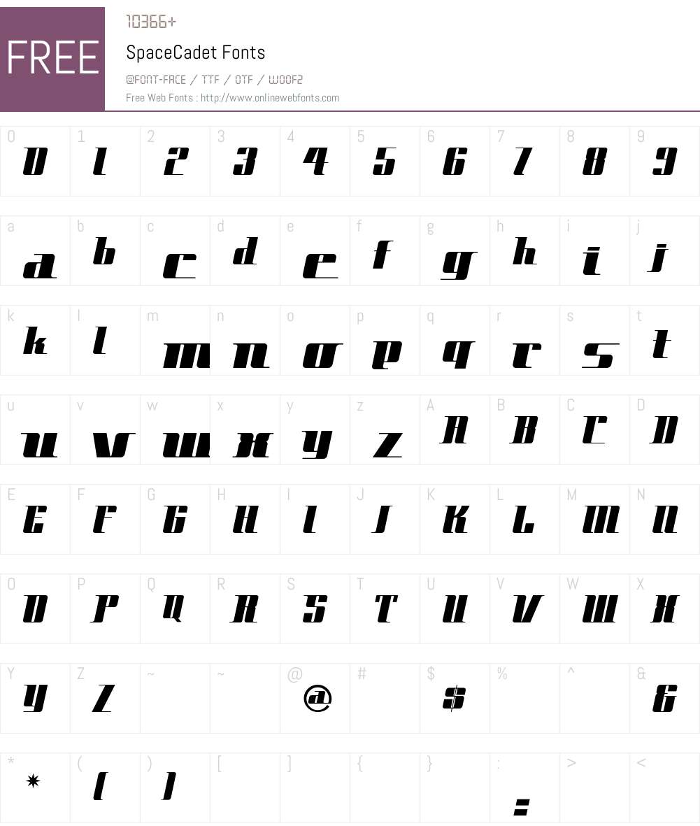 SpaceCadet Font Screenshots