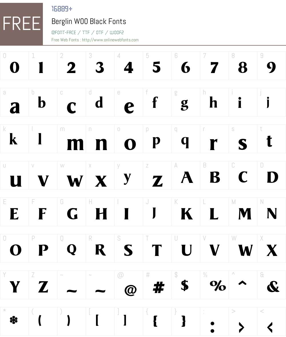 BerglinW00-Black Font Screenshots