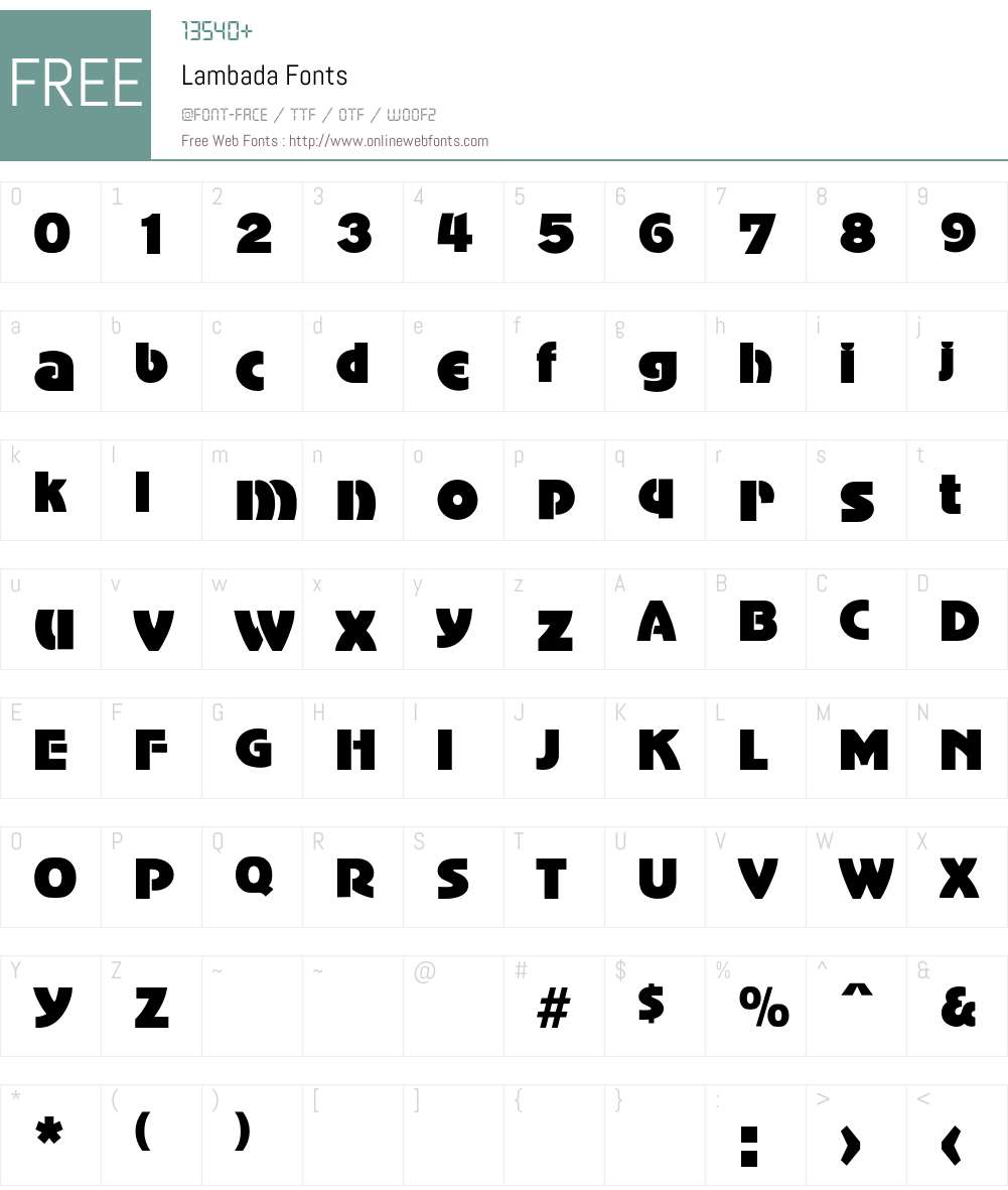 Lambada Font Screenshots