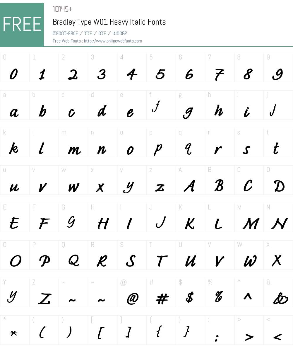 BradleyTypeW01-HeavyItalic Font Screenshots