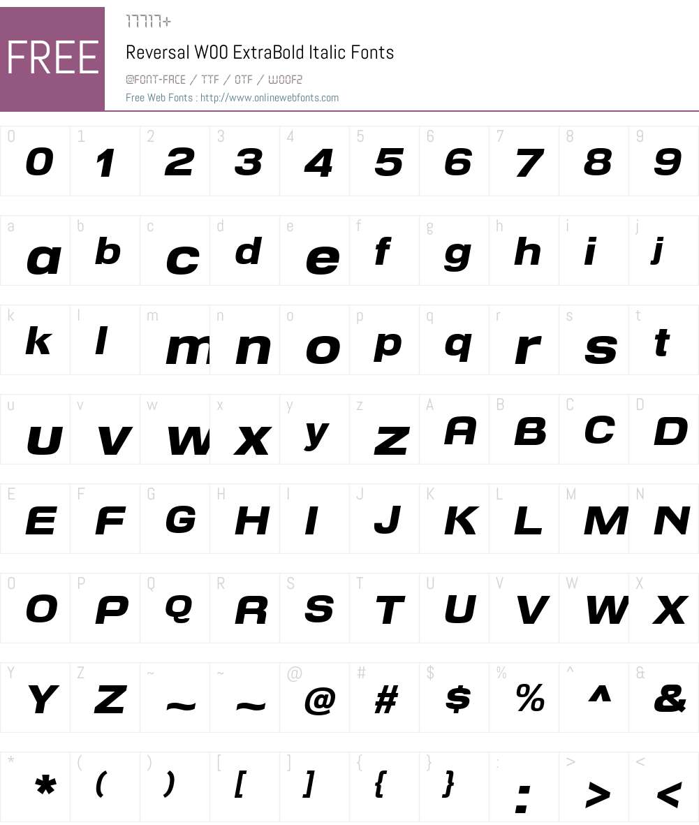 ReversalW00-ExtraBoldIt Font Screenshots