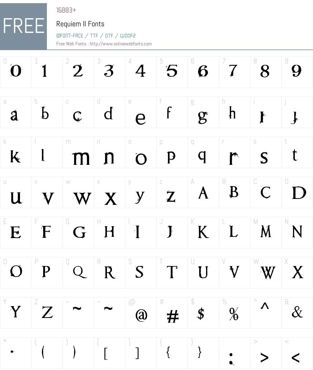 Requiem II Font Screenshots