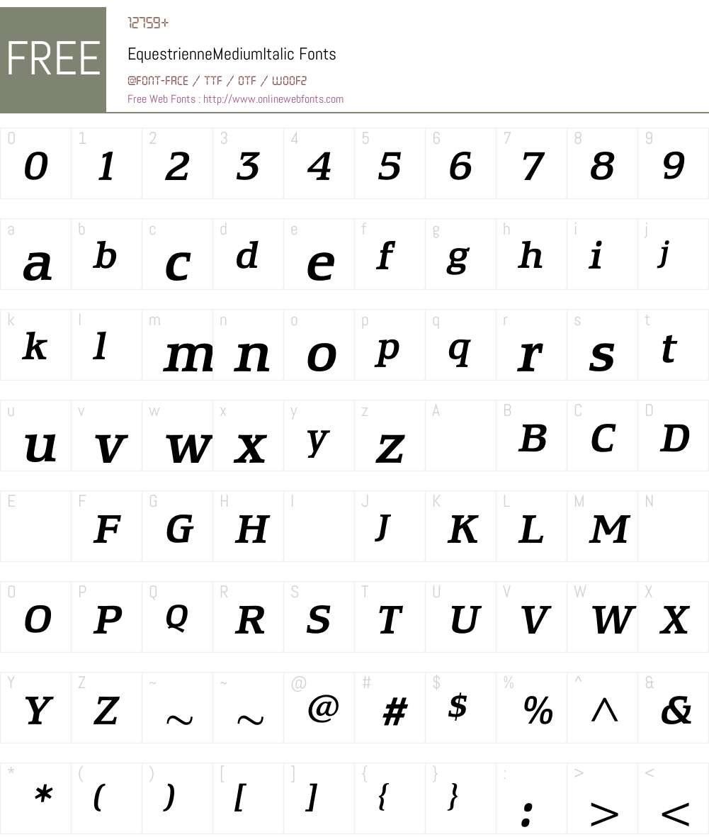 EquestrienneMediumItalic Font Screenshots