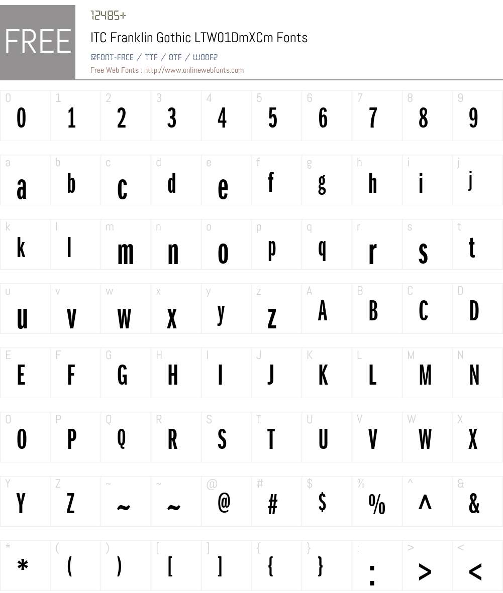 ITCFranklinGothicLTW01-DmXCm Font Screenshots