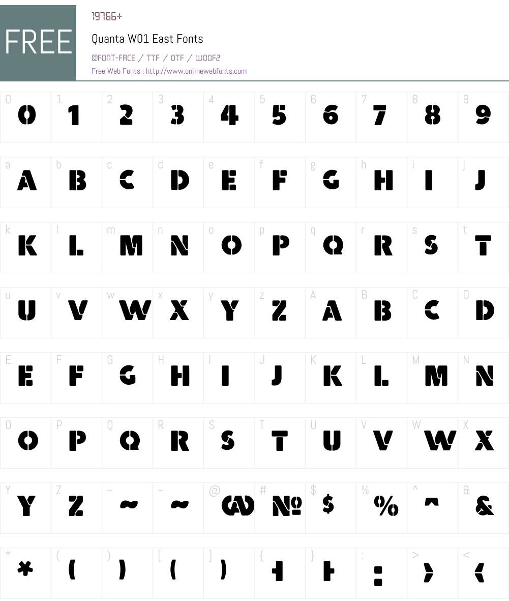 QuantaW01-East Font Screenshots