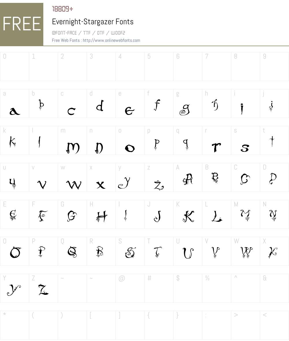 Evernight-Stargazer Font Screenshots
