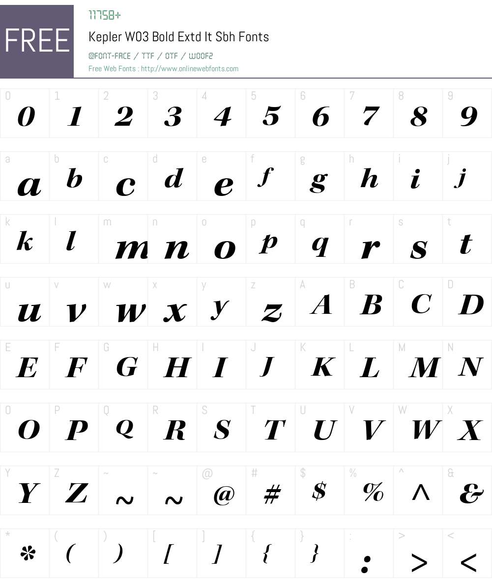 KeplerW03-BoldExtdItSbh Font Screenshots