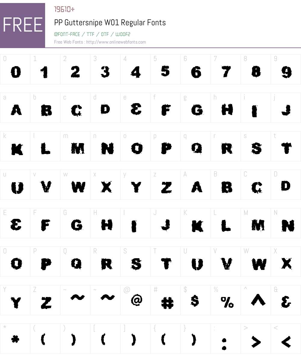 PPGuttersnipeW01-Regular Font Screenshots