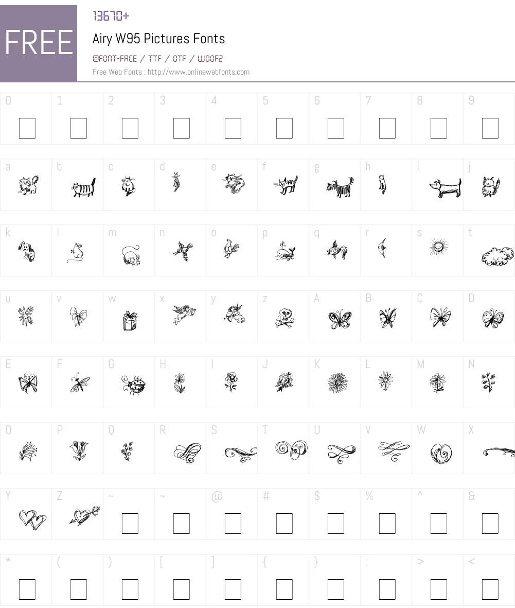 AiryW95-Pictures Font Screenshots