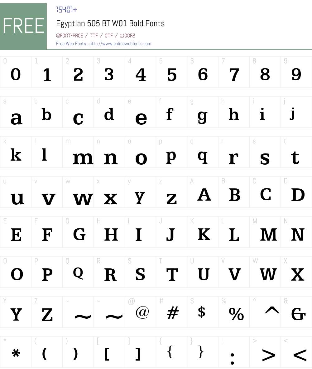 Egyptian505BTW01-Bold Font Screenshots
