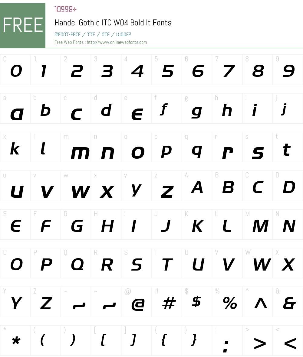 ITC Handel Gothic Font Screenshots