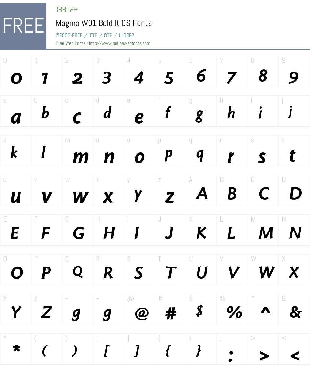 MagmaW01-BoldItOS Font Screenshots