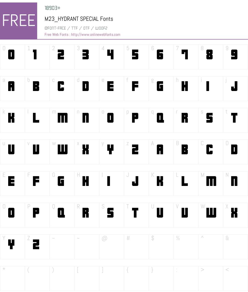 M23_HYDRANT SPECIAL Font Screenshots