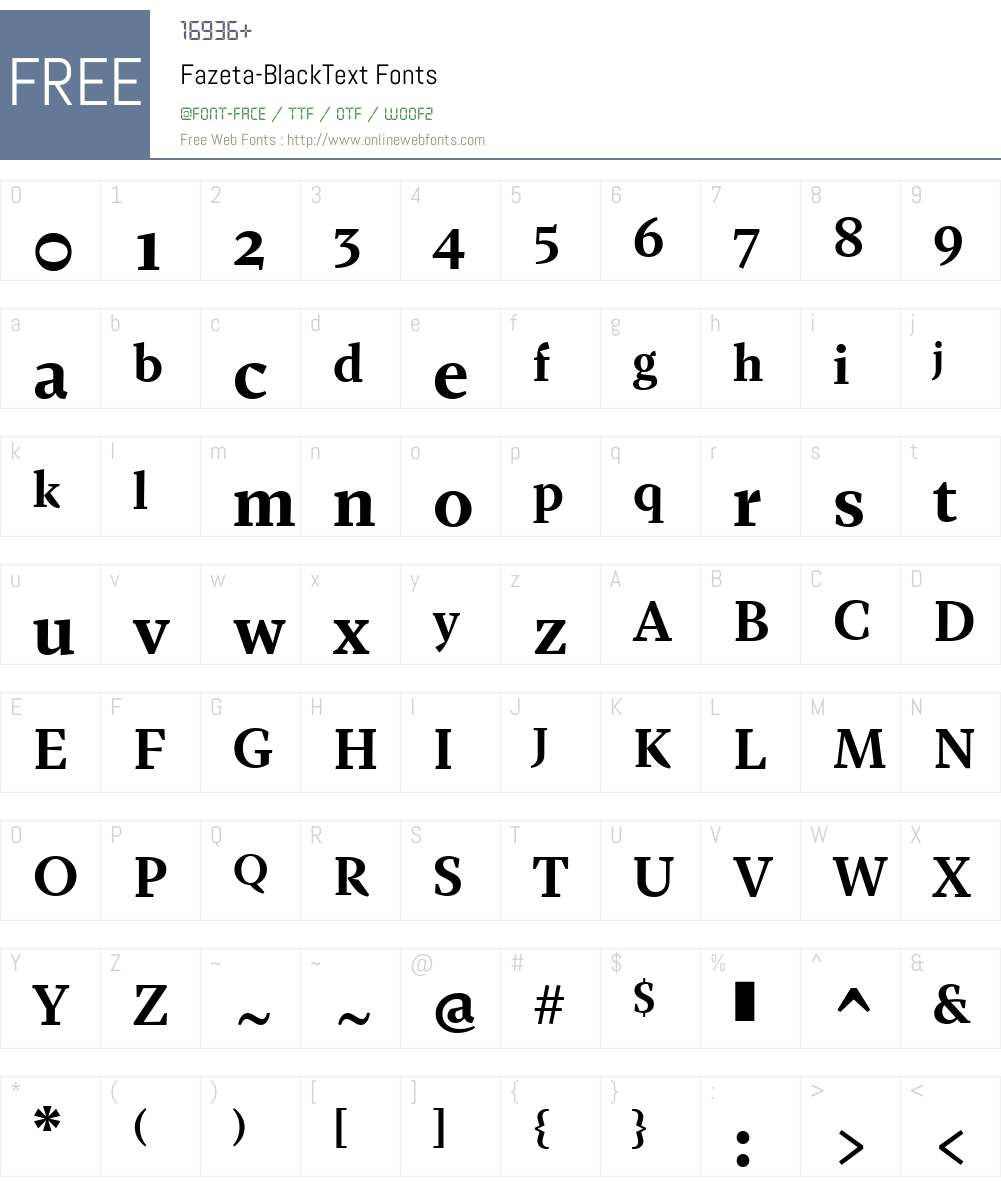Fazeta-BlackText Font Screenshots
