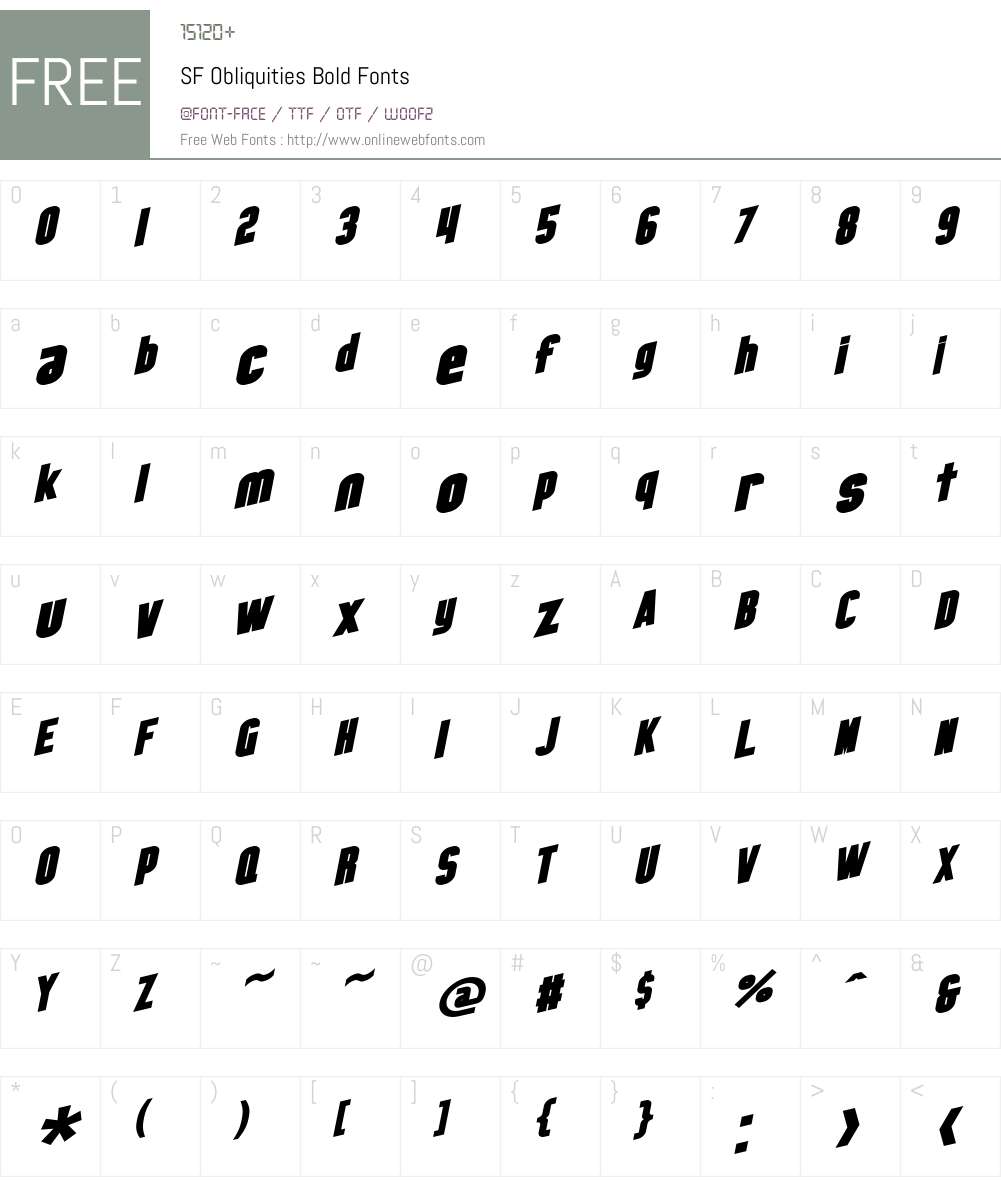 SF Obliquities Font Screenshots