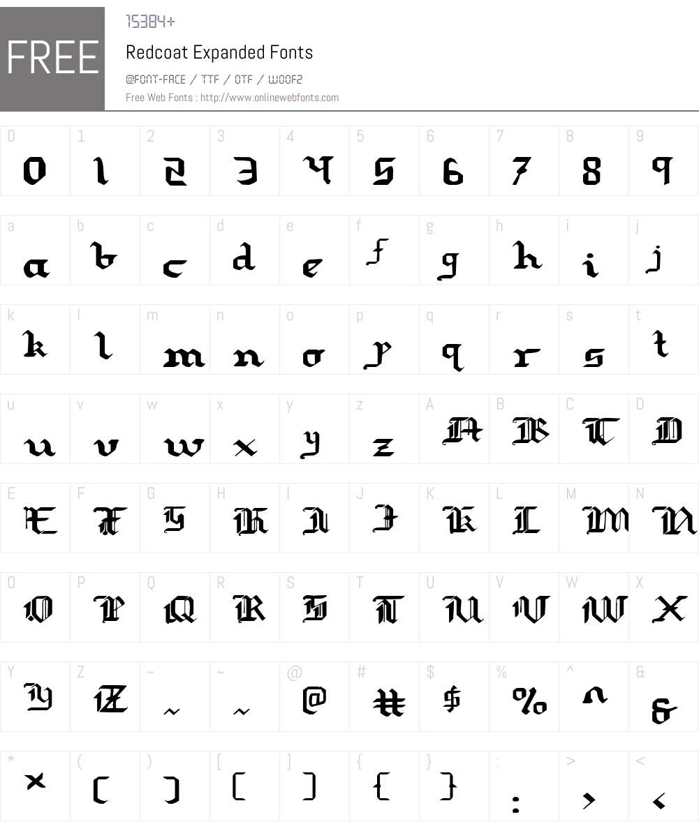 Redcoat Expanded Font Screenshots