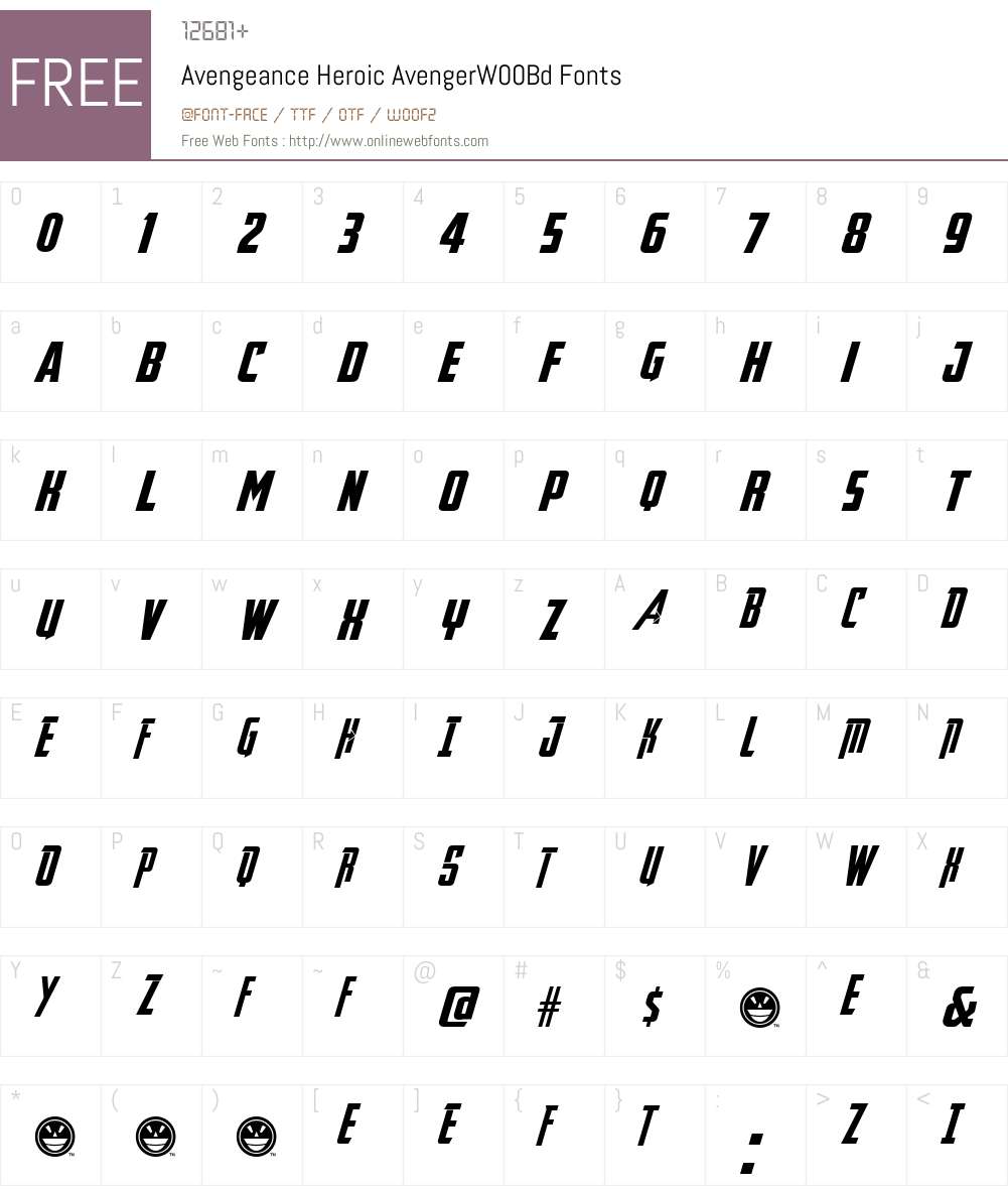 AvengeanceHeroicAvengerW00-Bd Font Screenshots