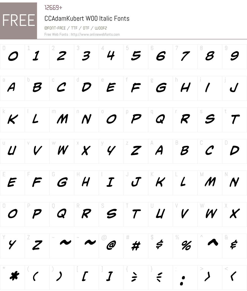 CCAdamKubertW00-Italic Font Screenshots