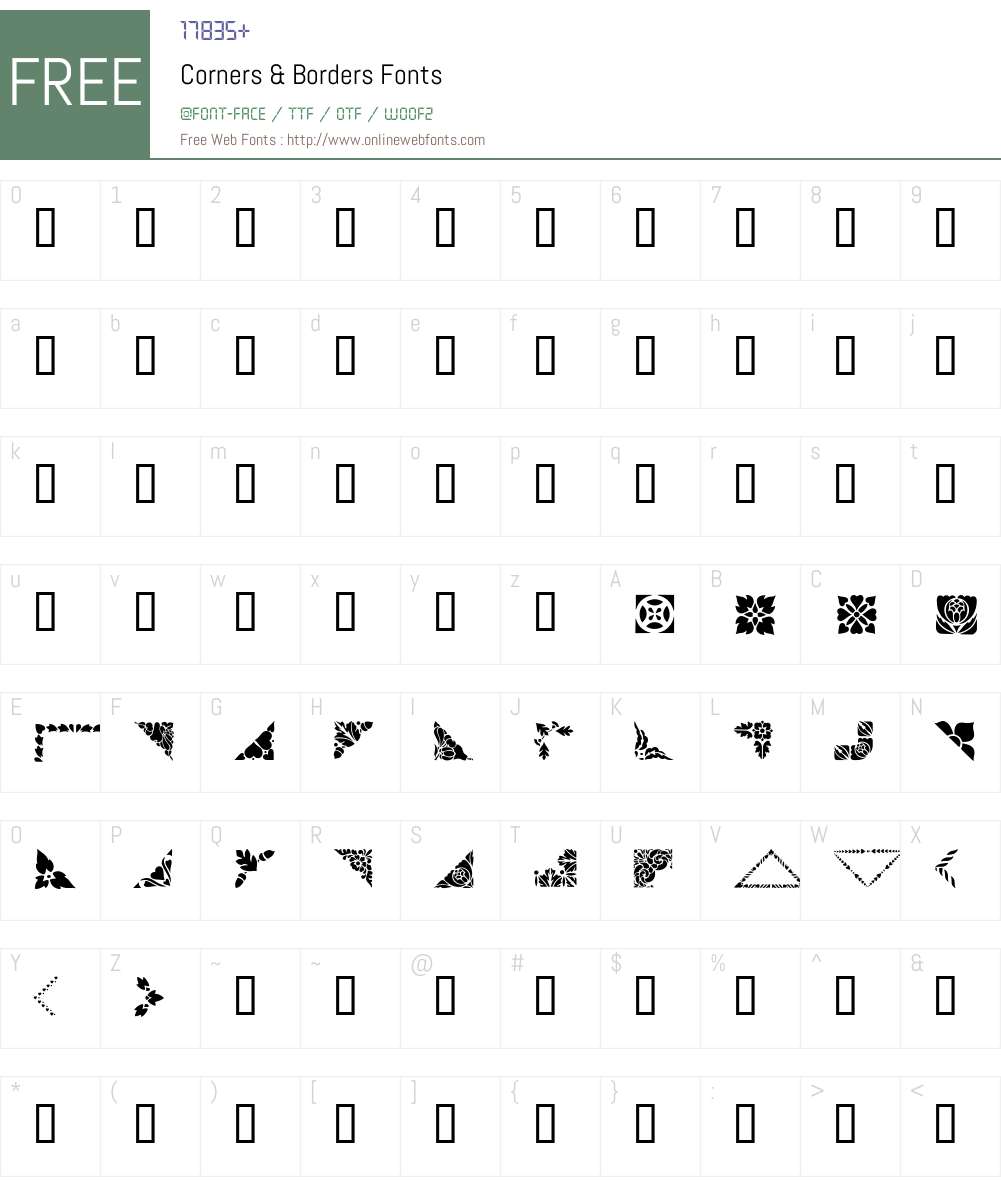 Corners & Borders Font Screenshots