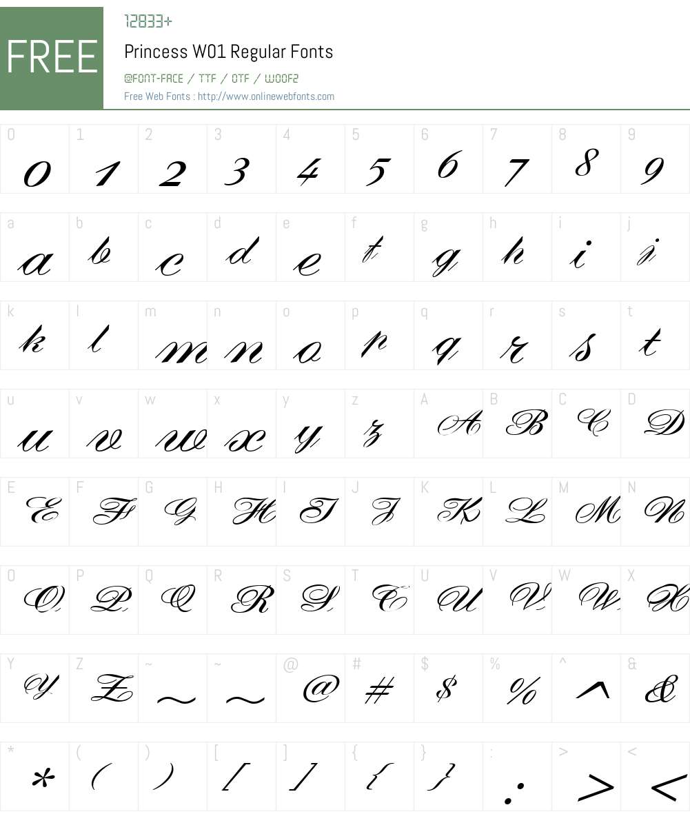PrincessW01-Regular Font Screenshots