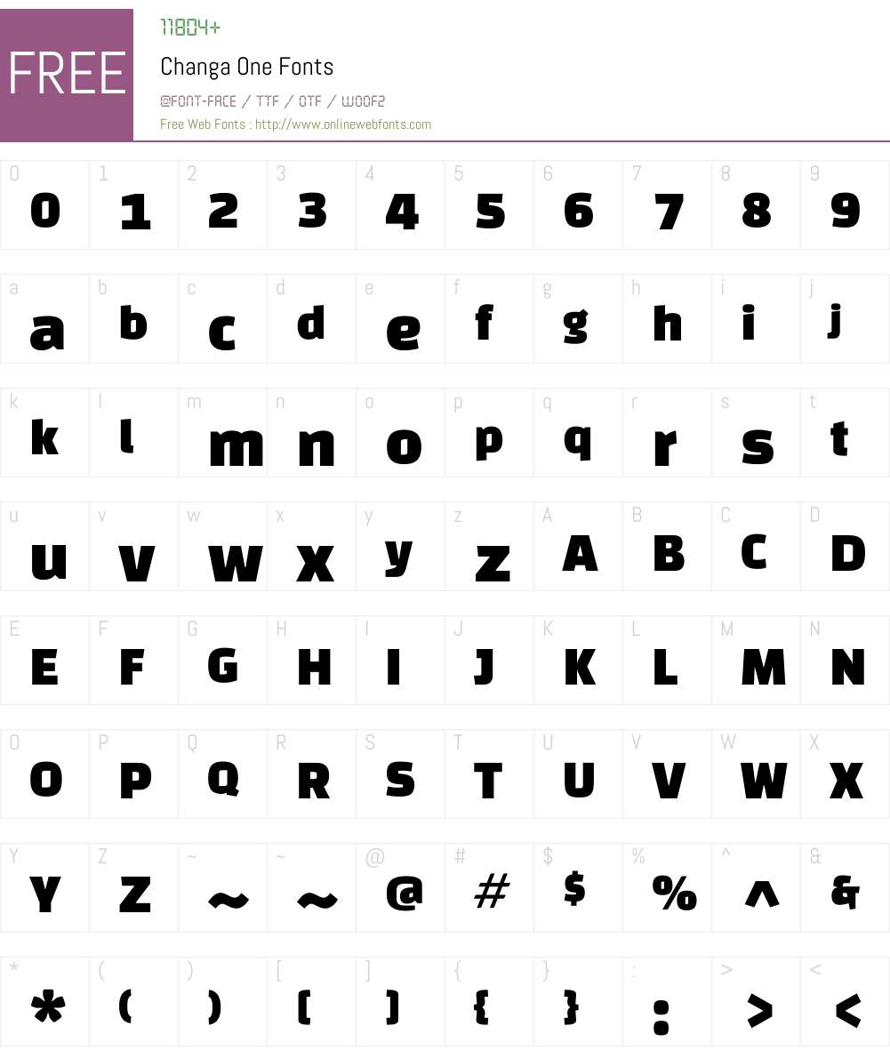 Changa One Font Screenshots