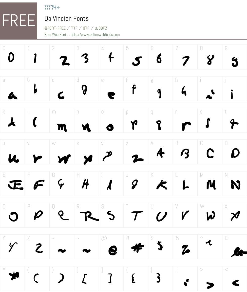 Da Vincian Font Screenshots