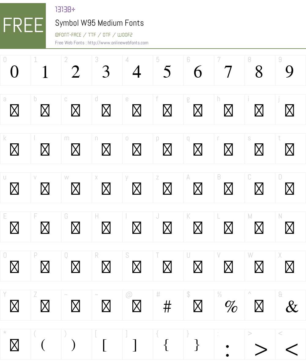 SymbolW95-Medium Font Screenshots