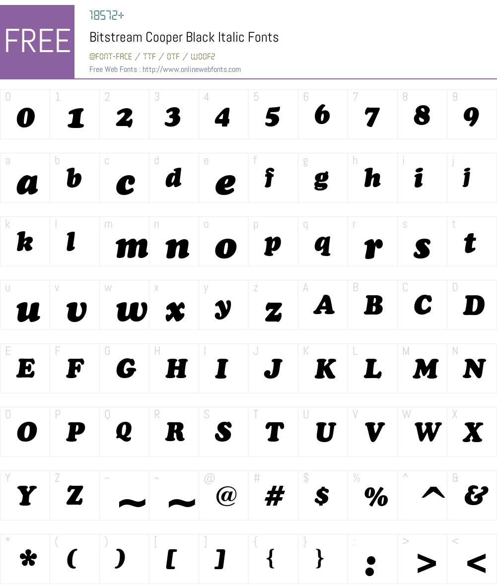 Bitstream Cooper Font Screenshots