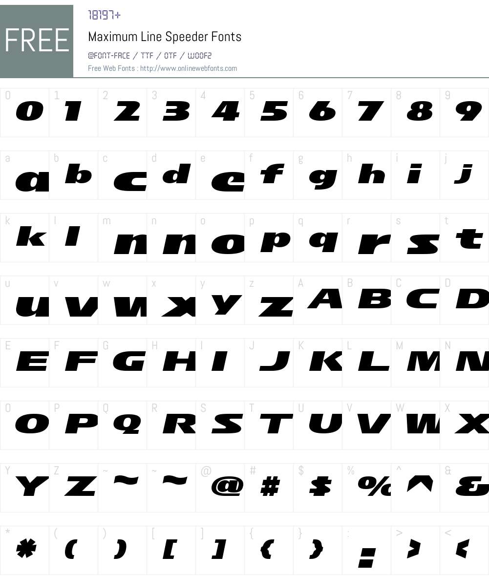 Maximum Line Speeder Font Screenshots